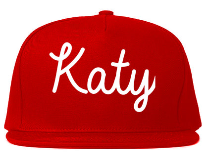 Katy Texas TX Script Mens Snapback Hat Red
