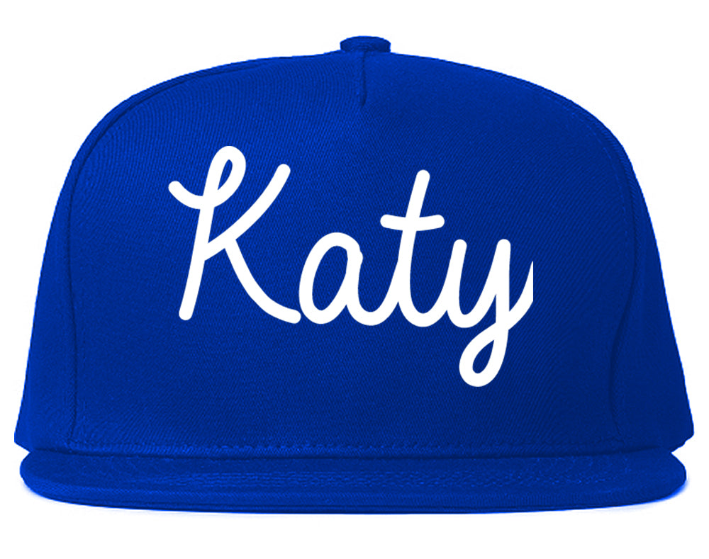 Katy Texas TX Script Mens Snapback Hat Royal Blue