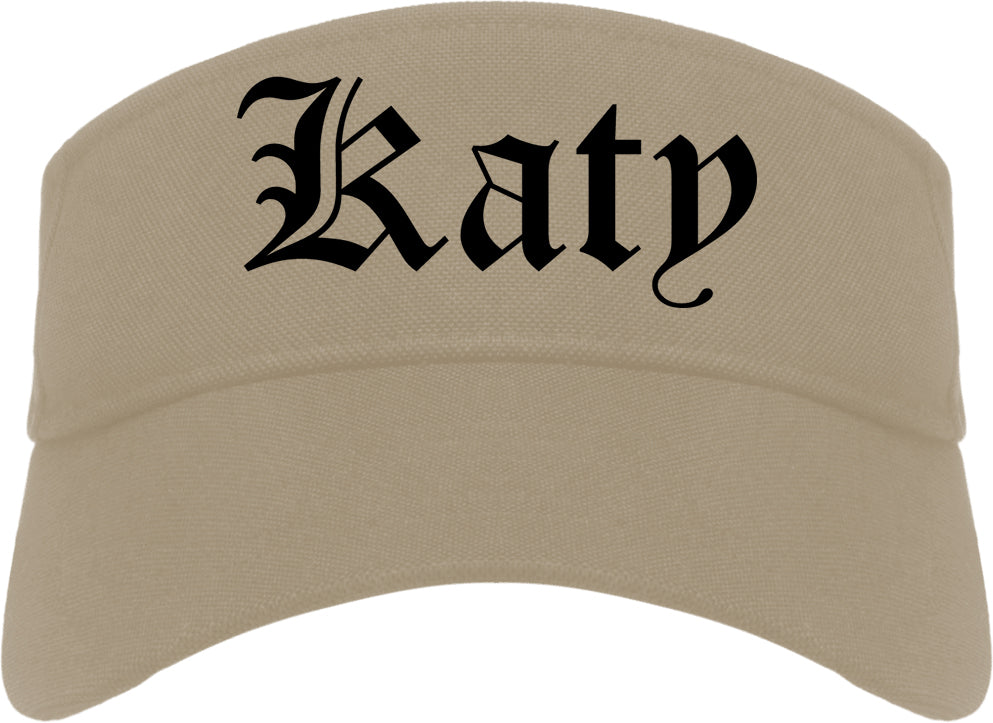 Katy Texas TX Old English Mens Visor Cap Hat Khaki