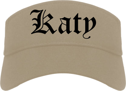 Katy Texas TX Old English Mens Visor Cap Hat Khaki