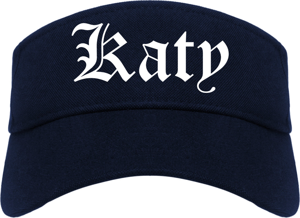 Katy Texas TX Old English Mens Visor Cap Hat Navy Blue