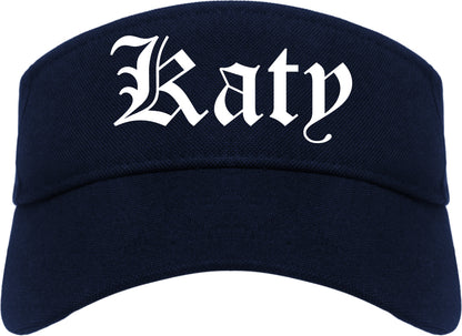 Katy Texas TX Old English Mens Visor Cap Hat Navy Blue