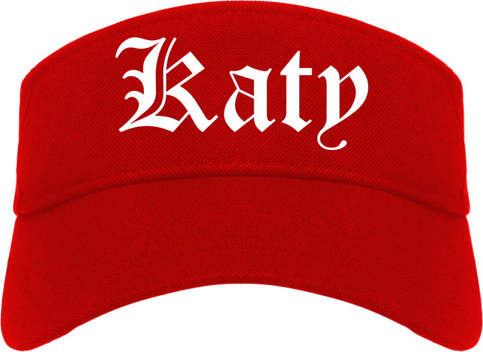 Katy Texas TX Old English Mens Visor Cap Hat Red