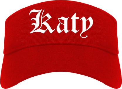 Katy Texas TX Old English Mens Visor Cap Hat Red