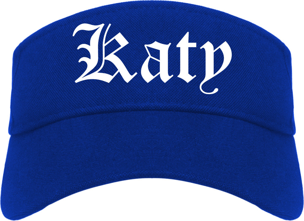 Katy Texas TX Old English Mens Visor Cap Hat Royal Blue