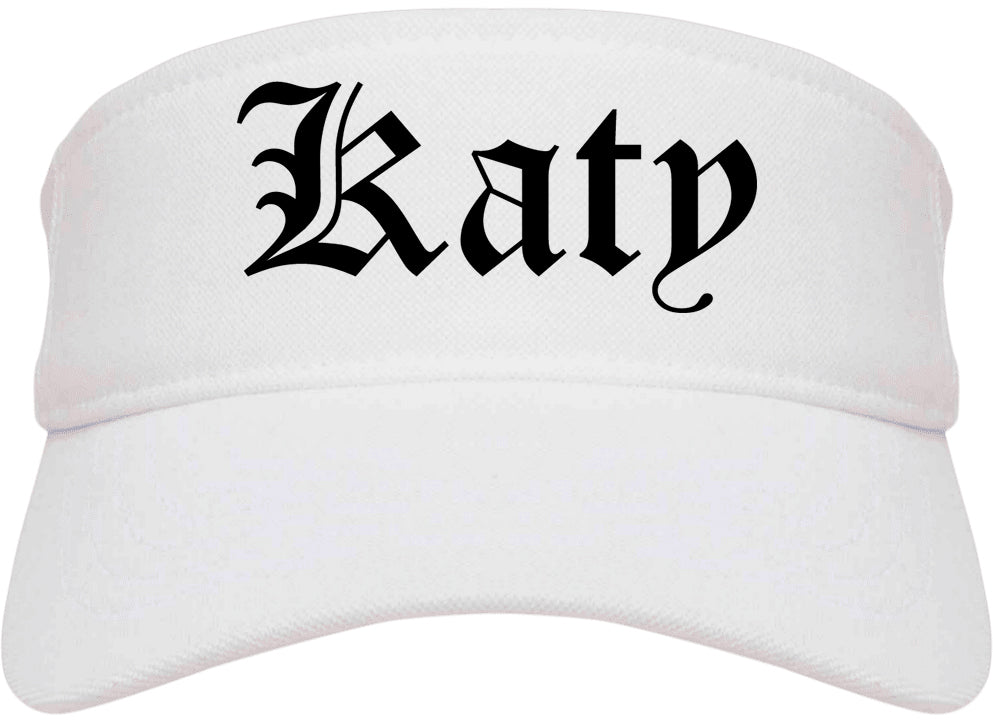 Katy Texas TX Old English Mens Visor Cap Hat White