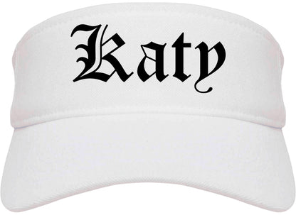 Katy Texas TX Old English Mens Visor Cap Hat White