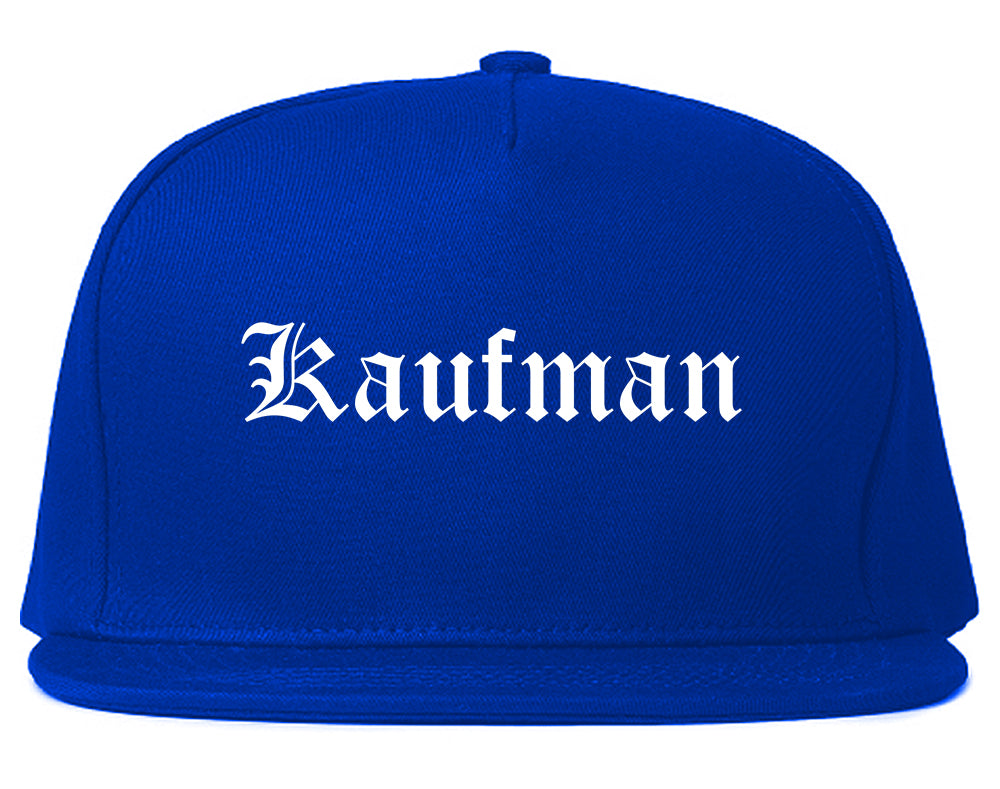 Kaufman Texas TX Old English Mens Snapback Hat Royal Blue