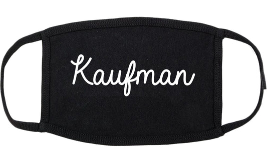 Kaufman Texas TX Script Cotton Face Mask Black