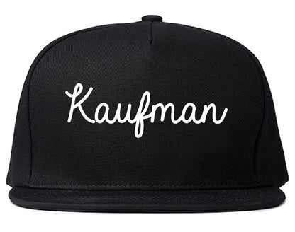 Kaufman Texas TX Script Mens Snapback Hat Black