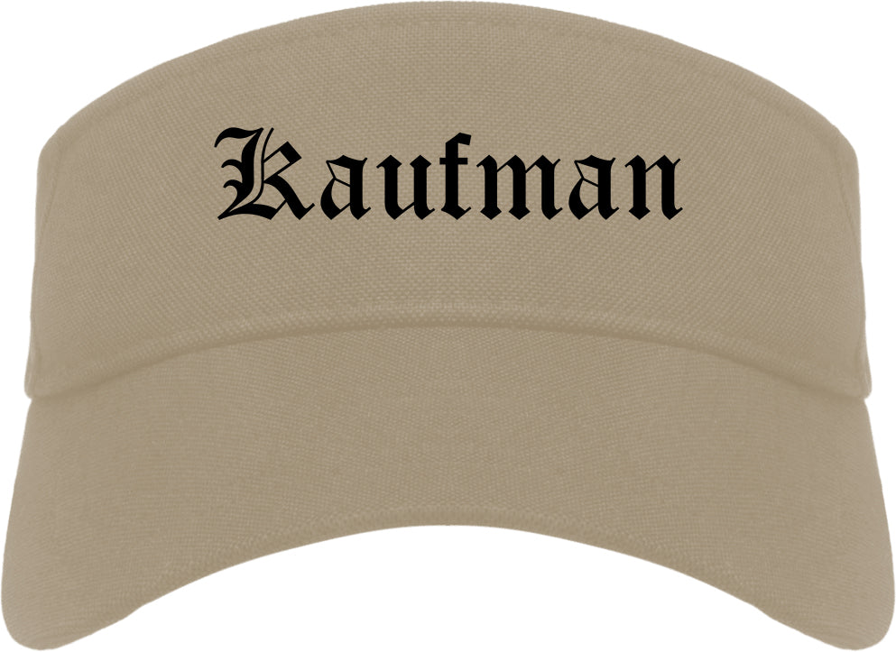 Kaufman Texas TX Old English Mens Visor Cap Hat Khaki