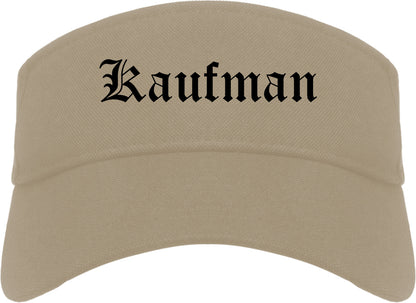 Kaufman Texas TX Old English Mens Visor Cap Hat Khaki