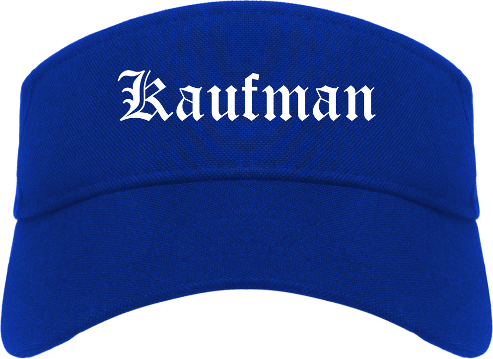 Kaufman Texas TX Old English Mens Visor Cap Hat Royal Blue