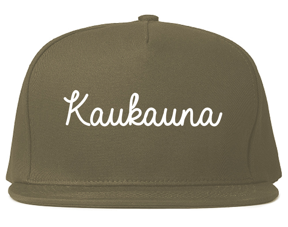 Kaukauna Wisconsin WI Script Mens Snapback Hat Grey