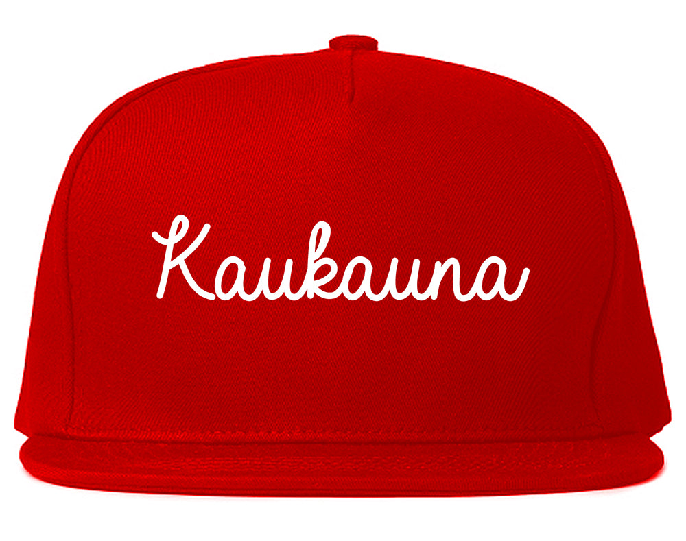 Kaukauna Wisconsin WI Script Mens Snapback Hat Red