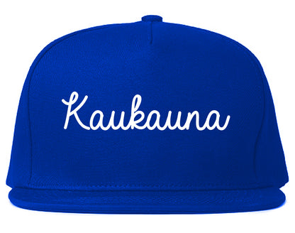 Kaukauna Wisconsin WI Script Mens Snapback Hat Royal Blue