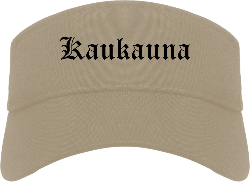 Kaukauna Wisconsin WI Old English Mens Visor Cap Hat Khaki