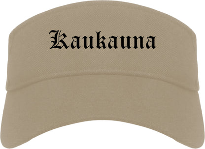 Kaukauna Wisconsin WI Old English Mens Visor Cap Hat Khaki