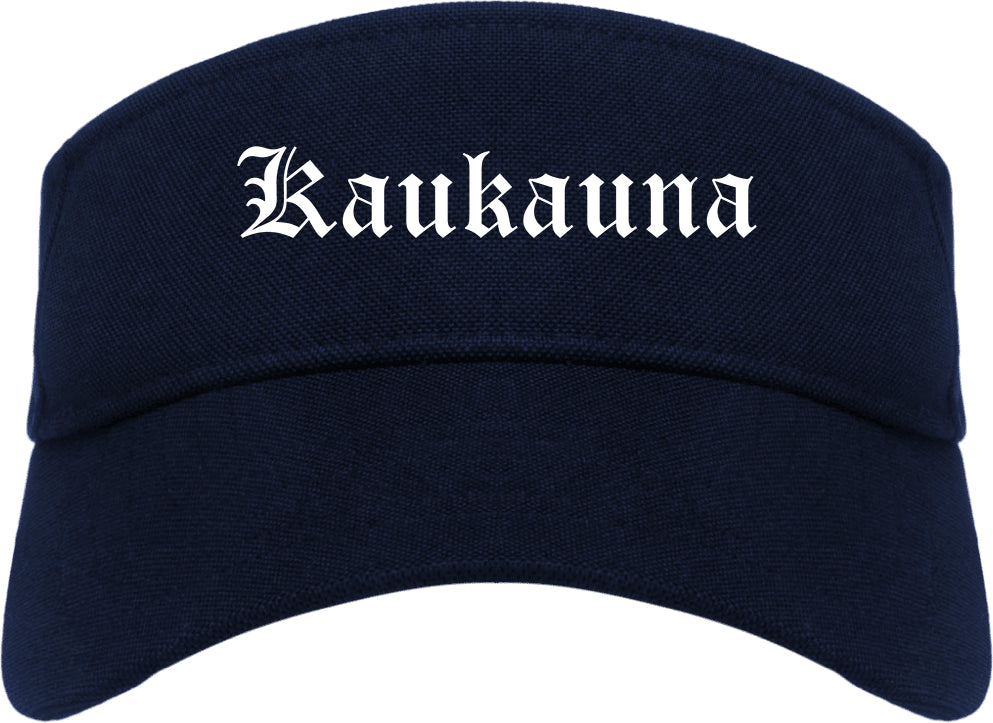 Kaukauna Wisconsin WI Old English Mens Visor Cap Hat Navy Blue