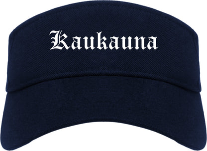 Kaukauna Wisconsin WI Old English Mens Visor Cap Hat Navy Blue