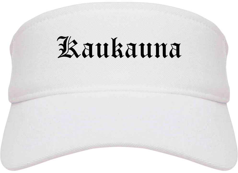 Kaukauna Wisconsin WI Old English Mens Visor Cap Hat White