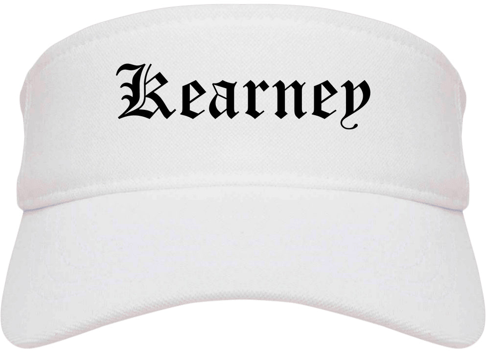 Kearney Missouri MO Old English Mens Visor Cap Hat White