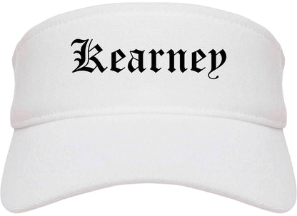 Kearney Nebraska NE Old English Mens Visor Cap Hat White