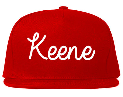 Keene New Hampshire NH Script Mens Snapback Hat Red