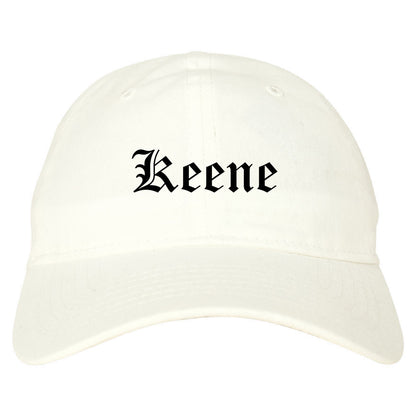 Keene Texas TX Old English Mens Dad Hat Baseball Cap White