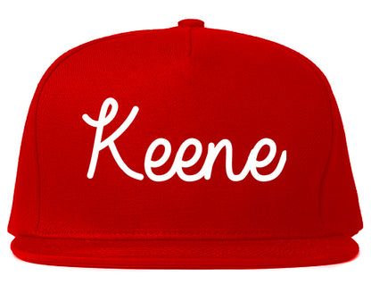 Keene Texas TX Script Mens Snapback Hat Red