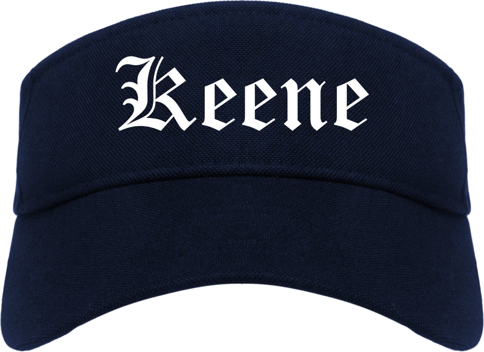 Keene Texas TX Old English Mens Visor Cap Hat Navy Blue