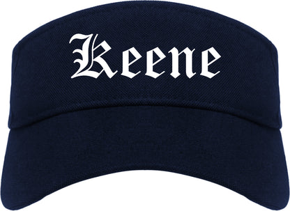 Keene Texas TX Old English Mens Visor Cap Hat Navy Blue