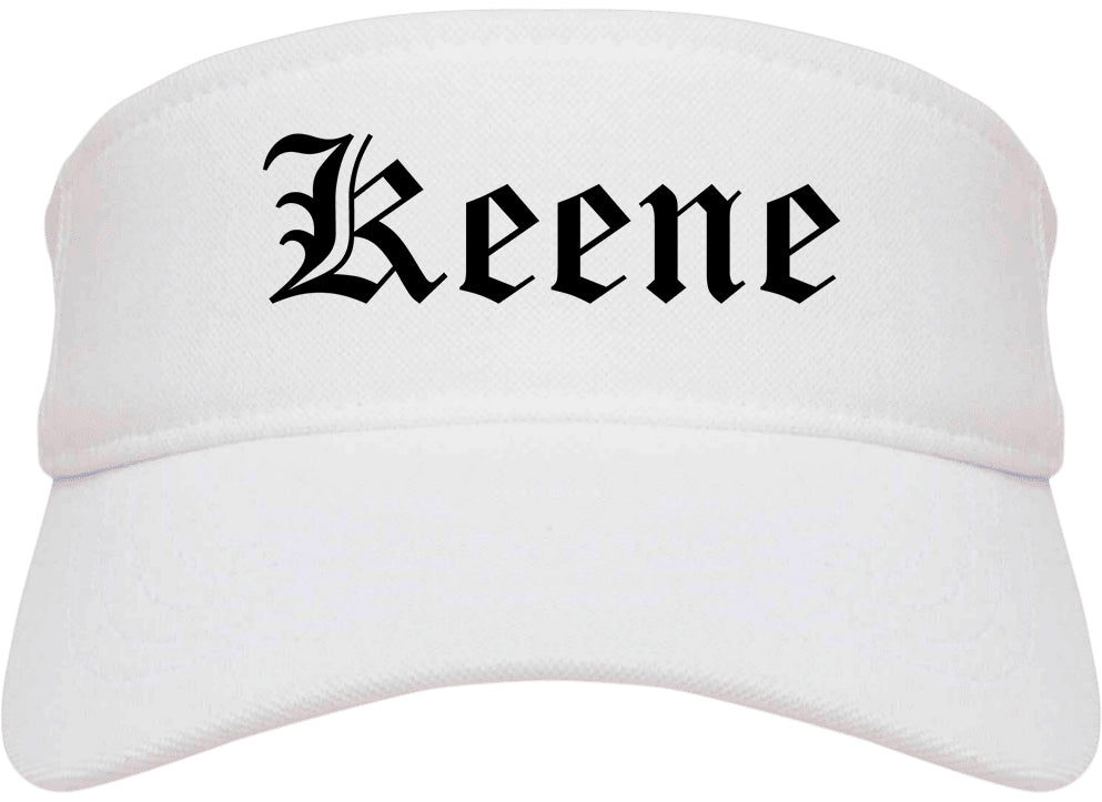 Keene Texas TX Old English Mens Visor Cap Hat White
