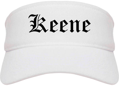 Keene Texas TX Old English Mens Visor Cap Hat White