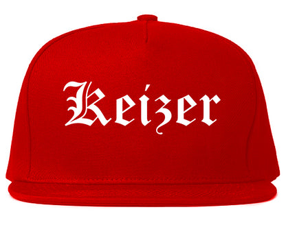 Keizer Oregon OR Old English Mens Snapback Hat Red