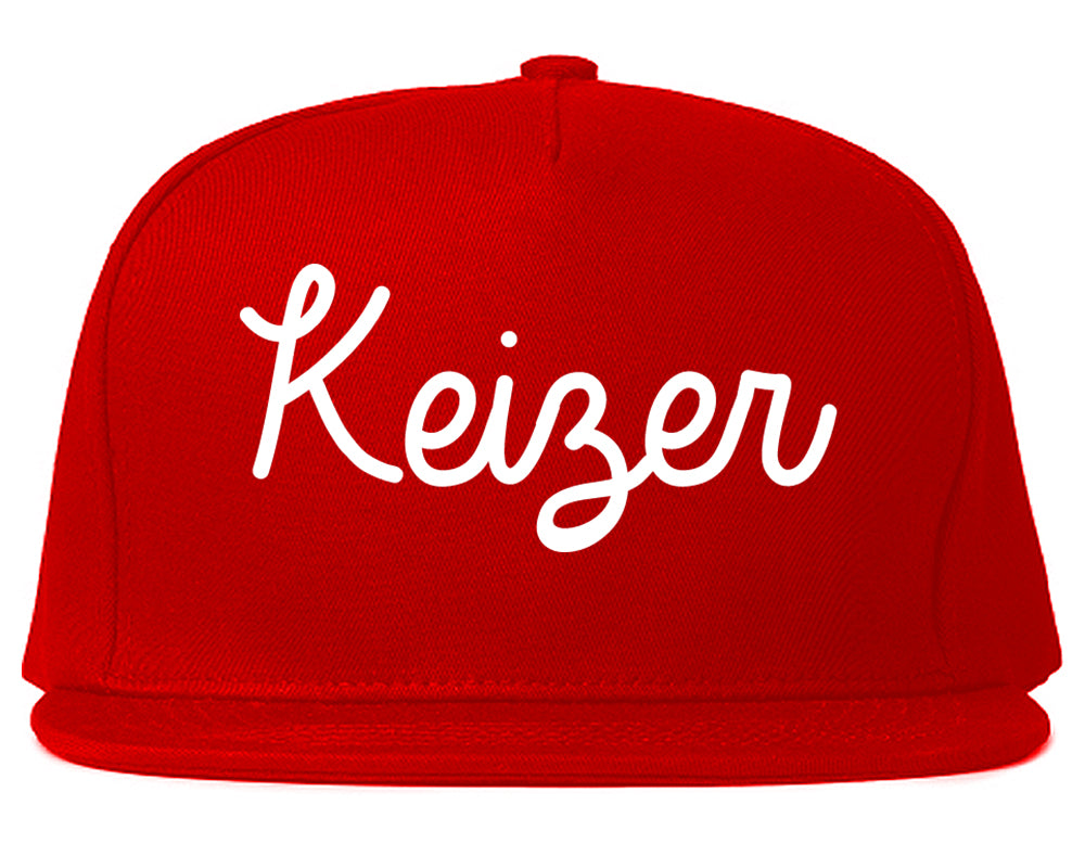 Keizer Oregon OR Script Mens Snapback Hat Red