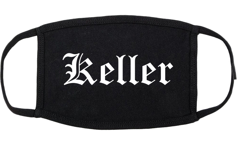 Keller Texas TX Old English Cotton Face Mask Black