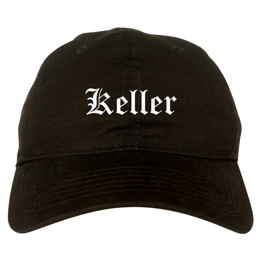 Keller Texas TX Old English Mens Dad Hat Baseball Cap Black