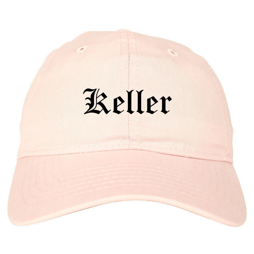 Keller Texas TX Old English Mens Dad Hat Baseball Cap Pink