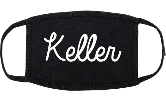 Keller Texas TX Script Cotton Face Mask Black
