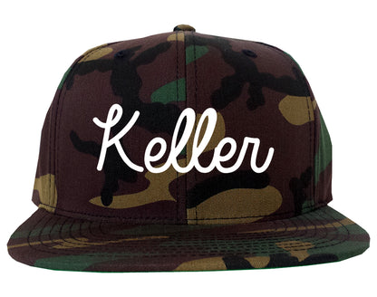 Keller Texas TX Script Mens Snapback Hat Army Camo