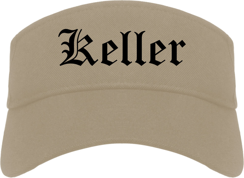 Keller Texas TX Old English Mens Visor Cap Hat Khaki