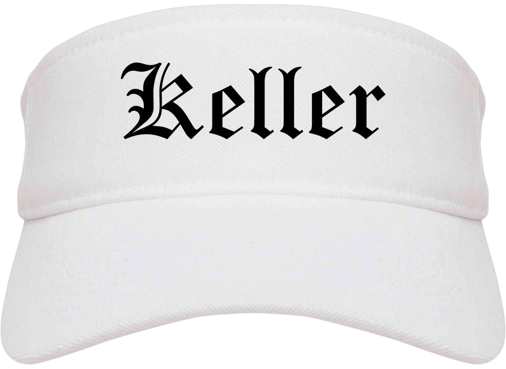 Keller Texas TX Old English Mens Visor Cap Hat White