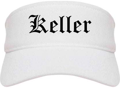Keller Texas TX Old English Mens Visor Cap Hat White