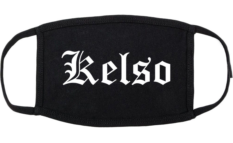 Kelso Washington WA Old English Cotton Face Mask Black