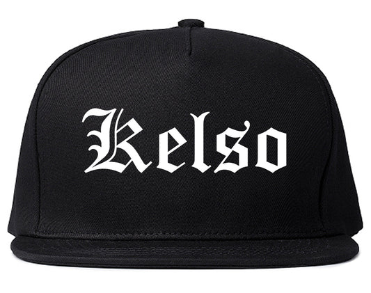 Kelso Washington WA Old English Mens Snapback Hat Black