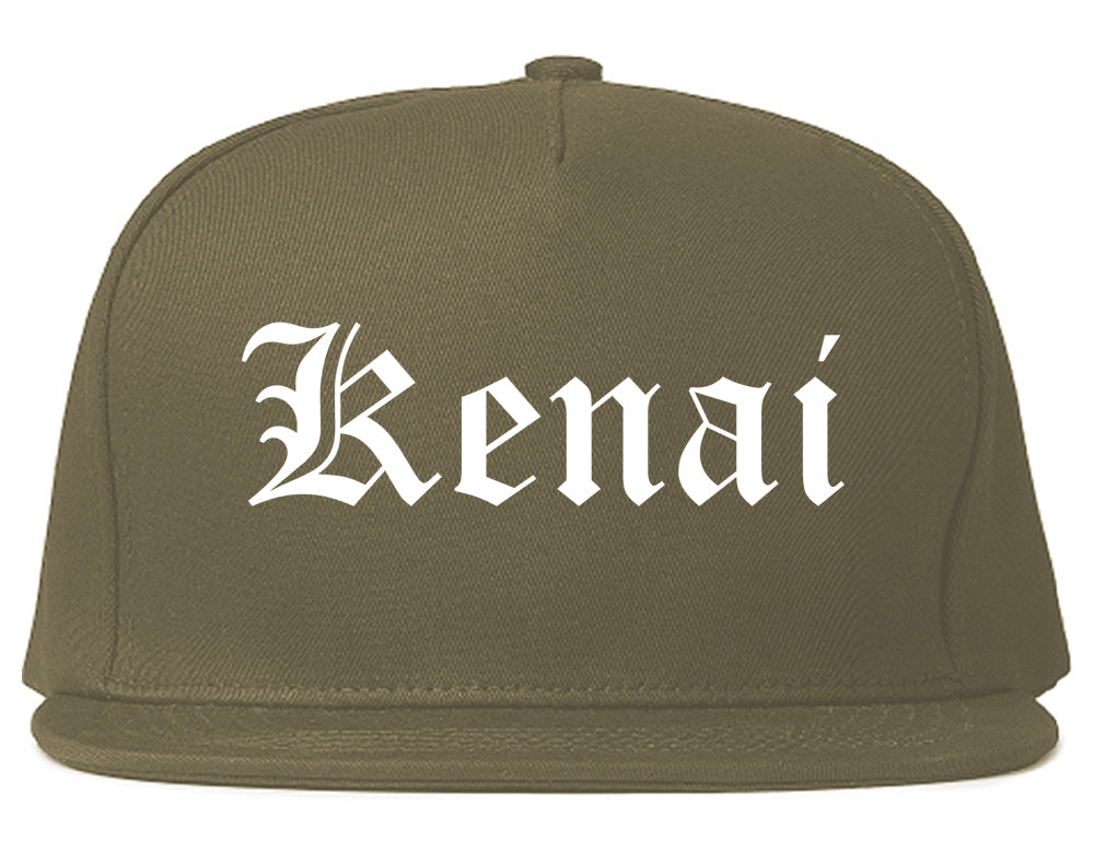 Kenai Alaska AK Old English Mens Snapback Hat Grey