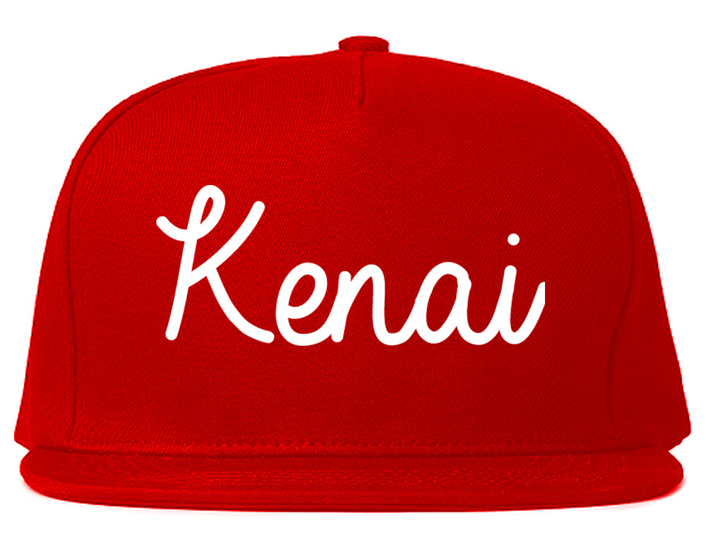 Kenai Alaska AK Script Mens Snapback Hat Red