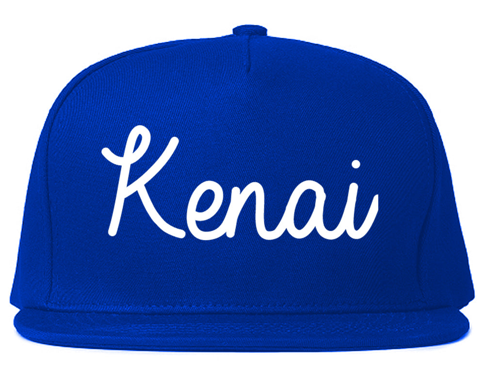 Kenai Alaska AK Script Mens Snapback Hat Royal Blue