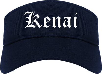 Kenai Alaska AK Old English Mens Visor Cap Hat Navy Blue